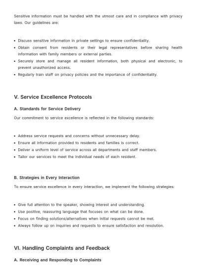 Free Nursing Home Customer Service SOP Template to Edit Online