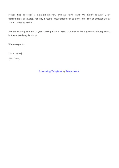 Free Influencer Event Advertising Invitation Letter Template to Edit Online