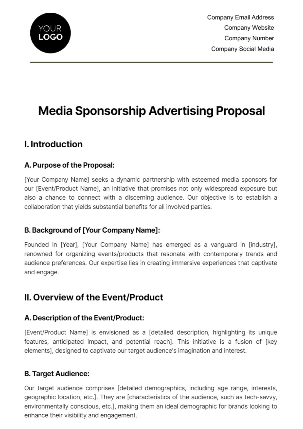 Media Sponsorship Advertising Proposal Template