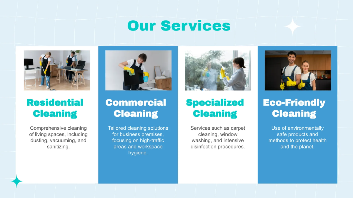 Free Introduction to Our Cleaning Company Presentation Template to Edit Online