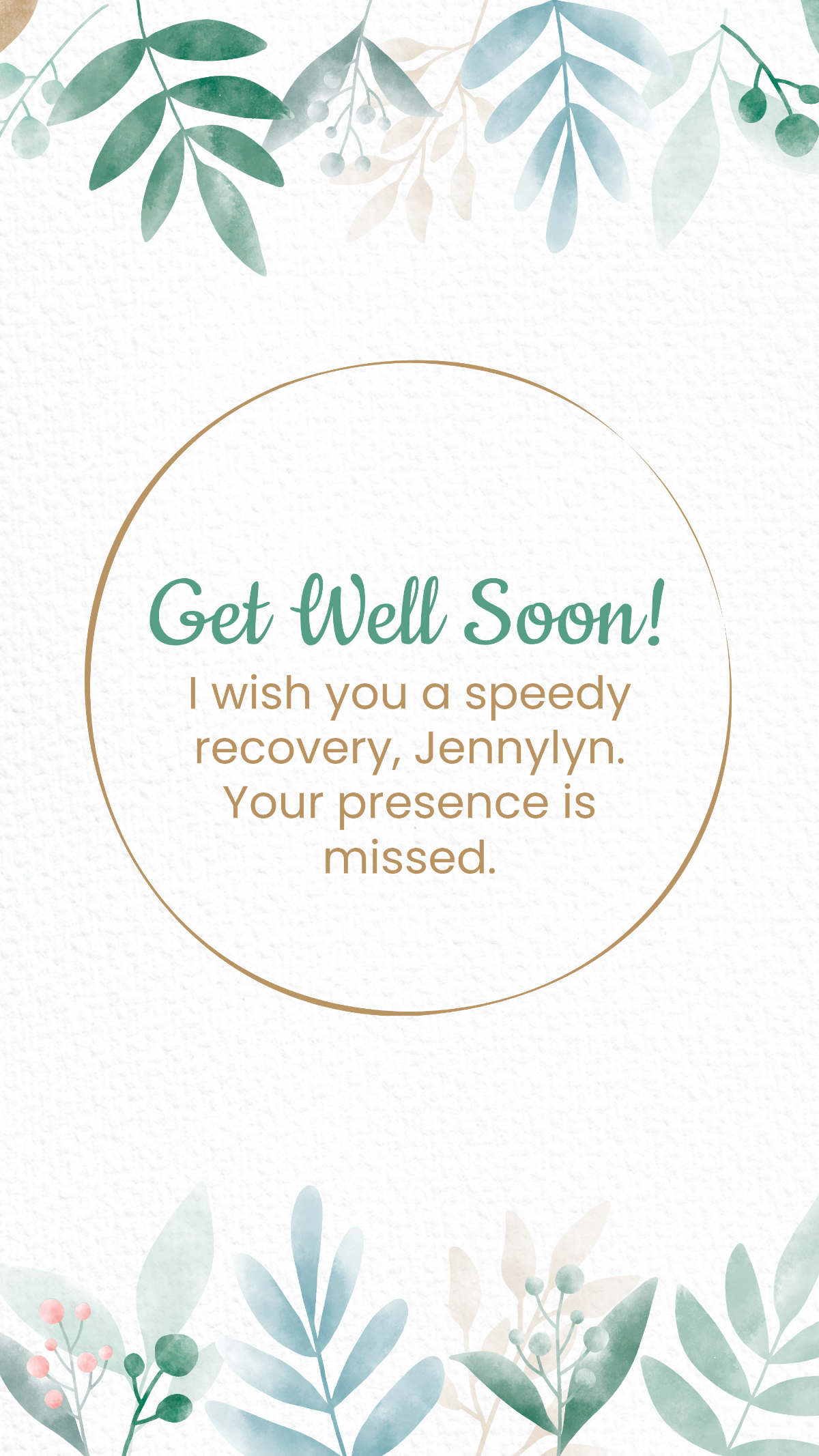 Get Well Soon Message For Employee Template