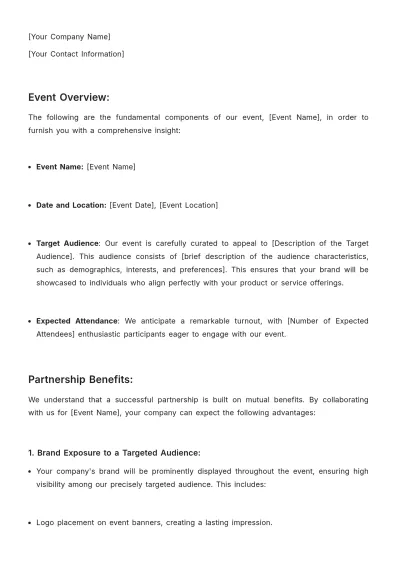 Free Event Partnership Advertising Proposal Template to Edit Online