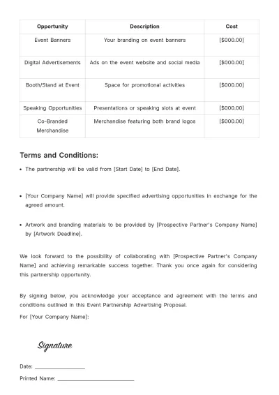 Free Event Partnership Advertising Proposal Template to Edit Online