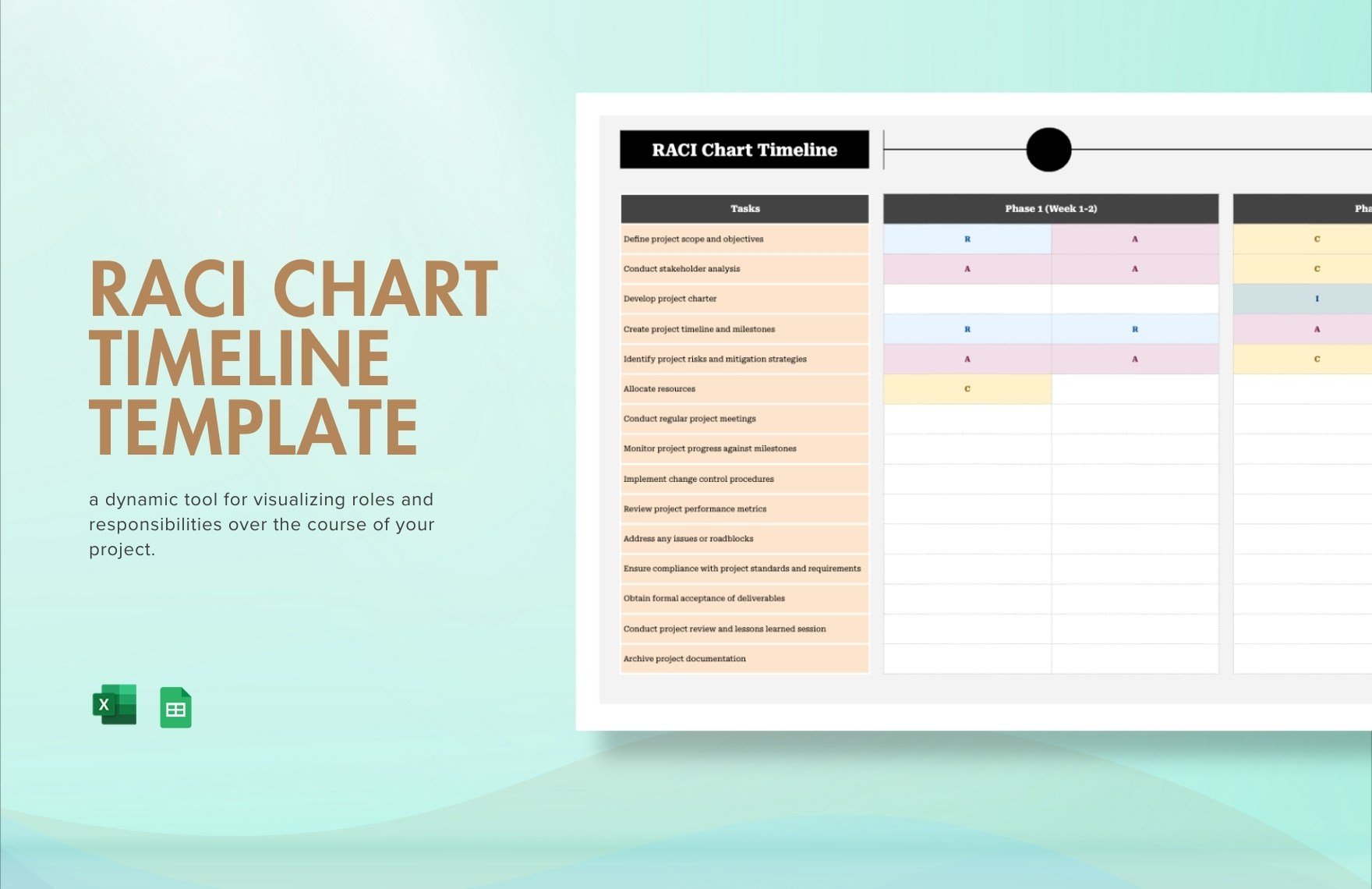 RACI Chart Timeline Template in Excel, Google Sheets