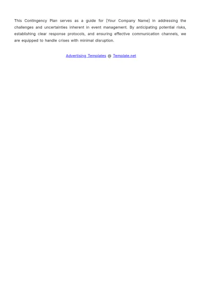 Free Event Contingency Advertising Plan Template to Edit Online