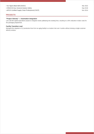 Free Manufacturing ATS Resume Template, AI Resume Builder