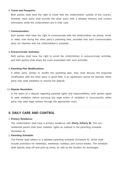 Free Co Parent Agreement Template to Edit Online