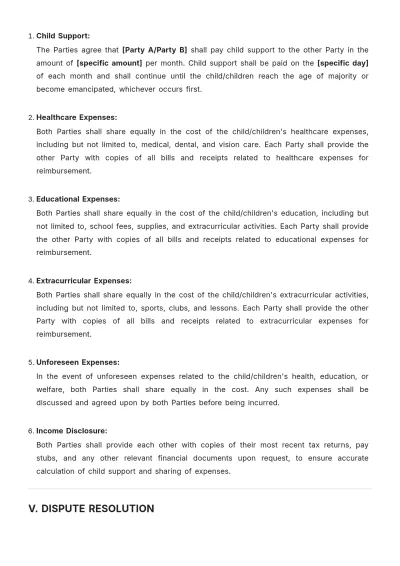 Free Co Parent Agreement Template to Edit Online