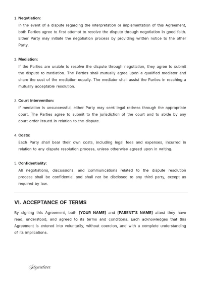 Free Co Parent Agreement Template to Edit Online