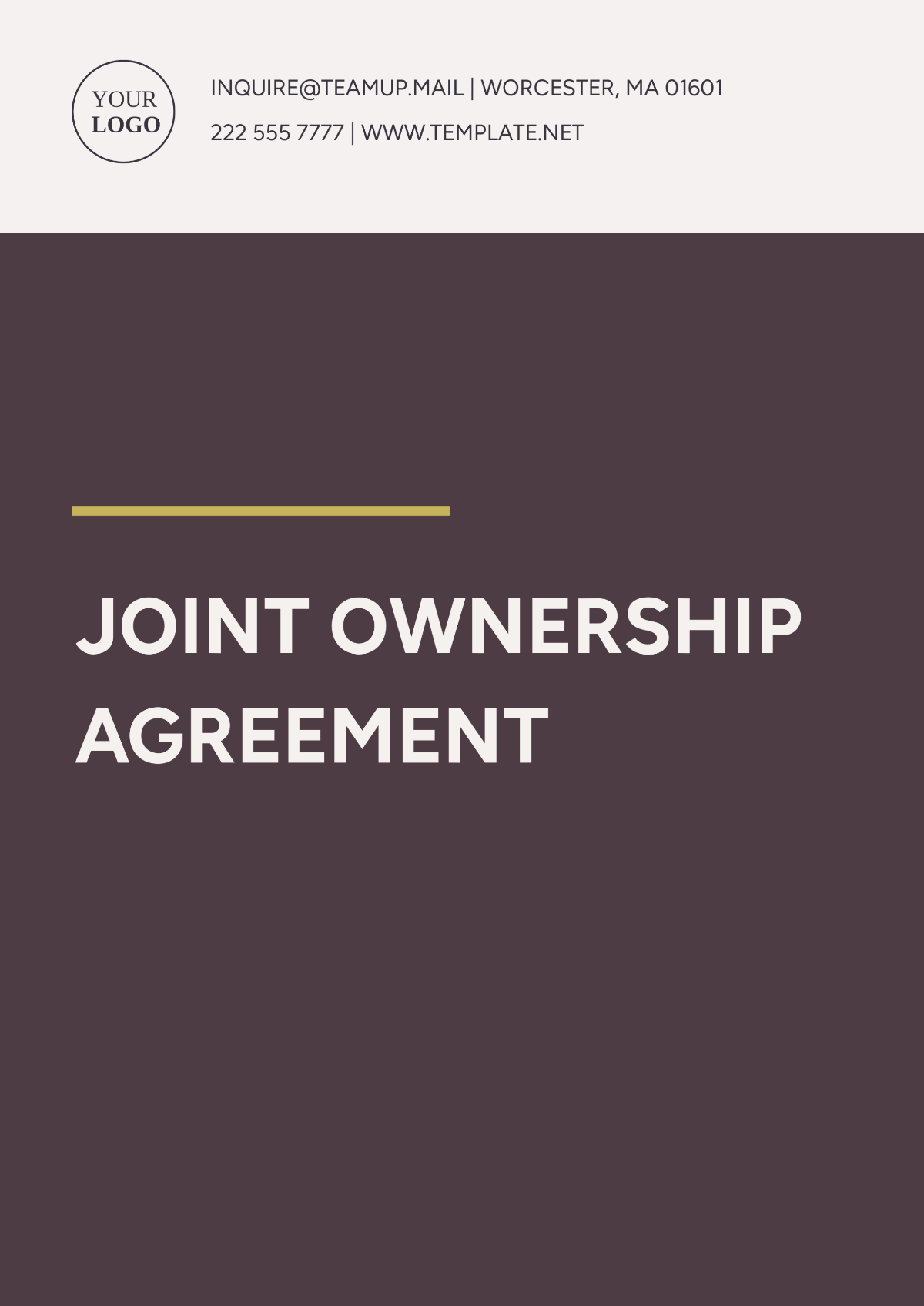 Joint Ownership Agreement Template - Edit Online & Download