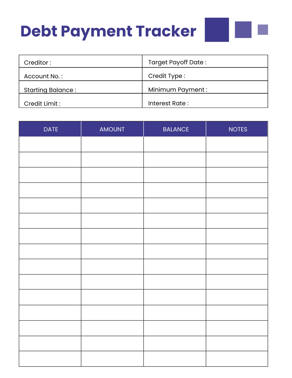 Free Debt Planner Template to Edit Online