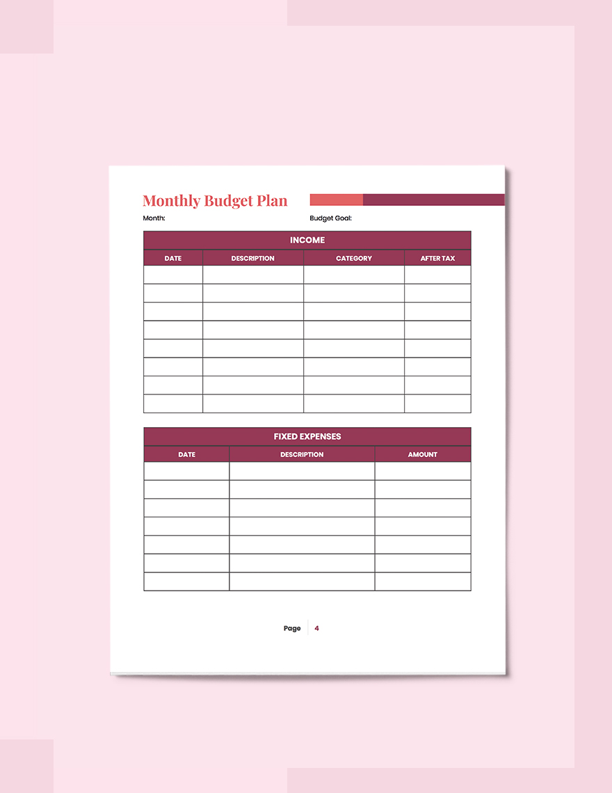 Finance Budget Planner Template - Word, Apple Pages | Template.net