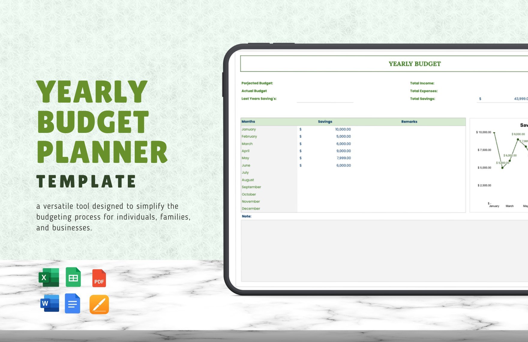 Yearly Budget Planner Template in Word, Google Docs, Excel, PDF, Google Sheets, Apple Pages