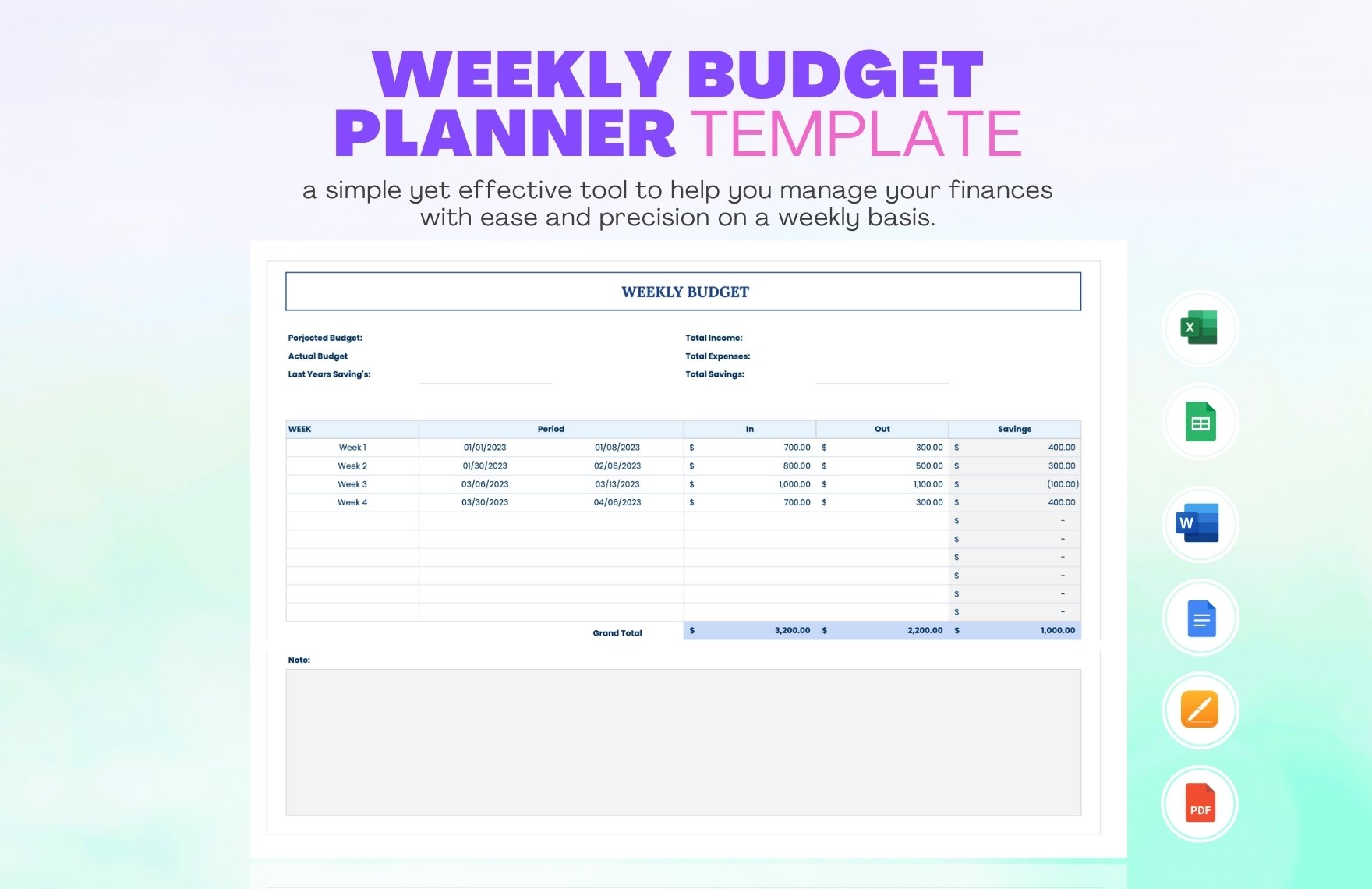 Free Weekly Budget Templates Editable And Printable Free Weekly Budget Templates Editable And Printable