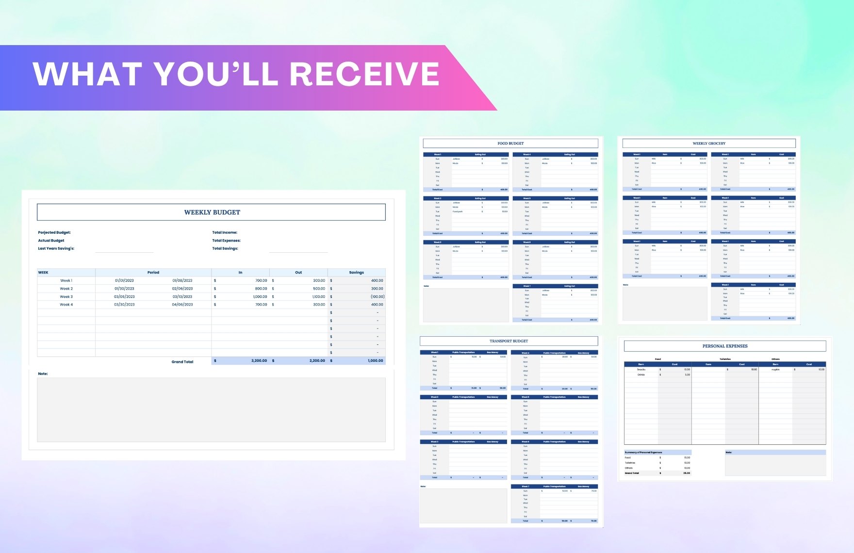 Weekly Budget Planner Template