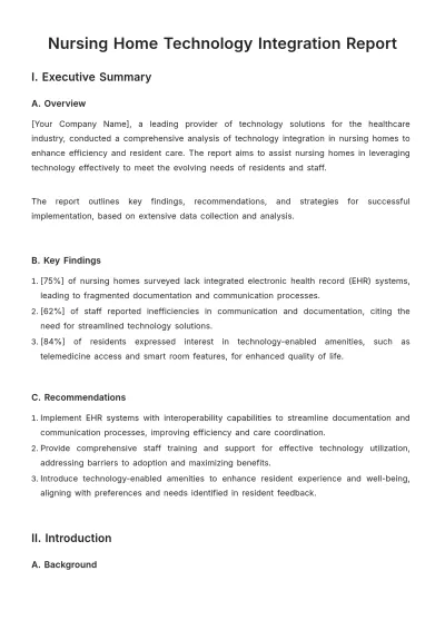 Free Nursing Home Technology Integration Report Template to Edit Online