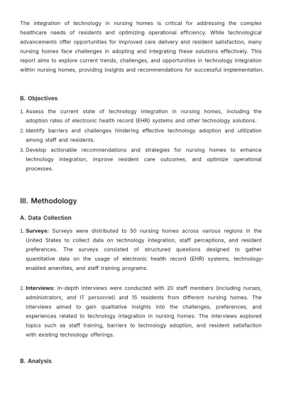 Free Nursing Home Technology Integration Report Template to Edit Online