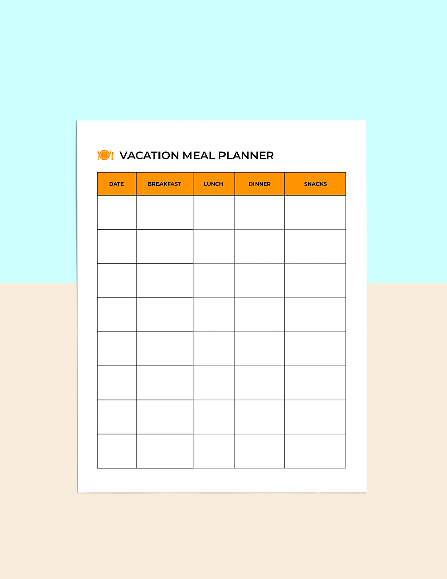 Vacation Menu Planner Template
