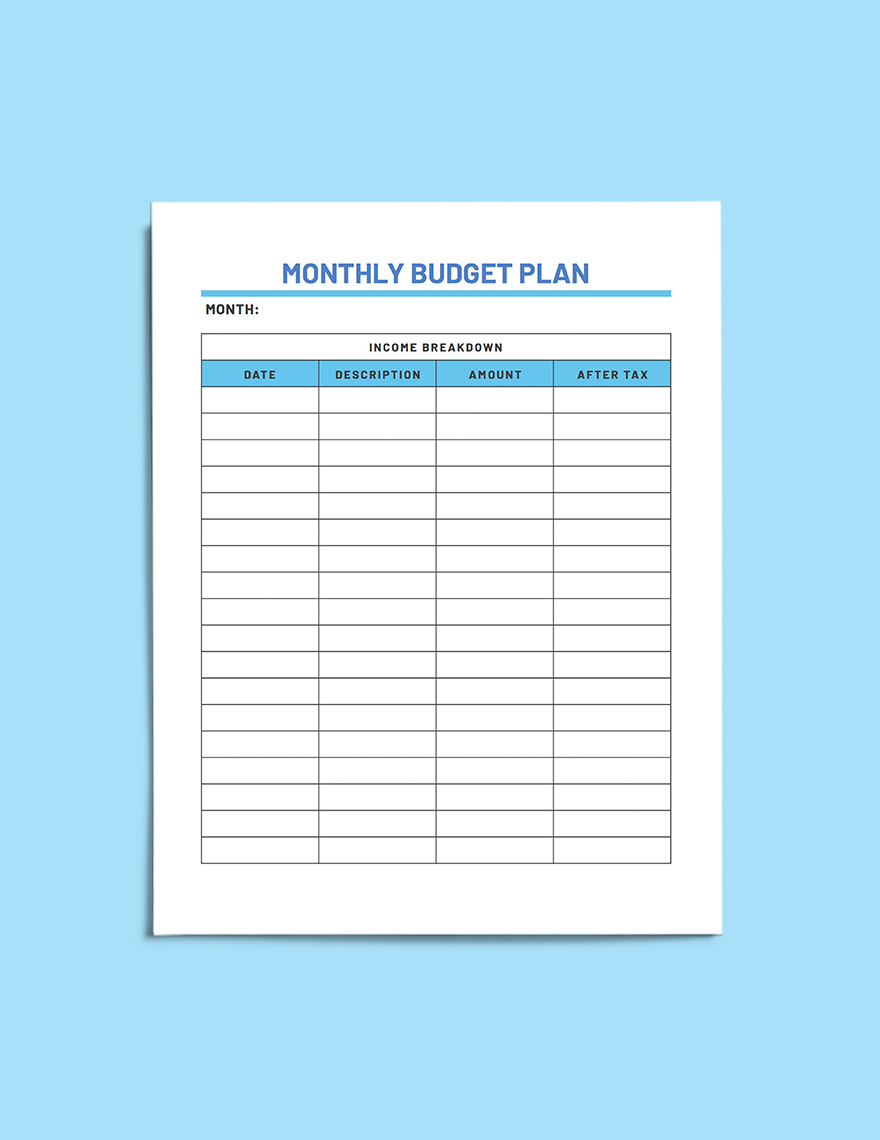 Sample Household Budget Planner Template