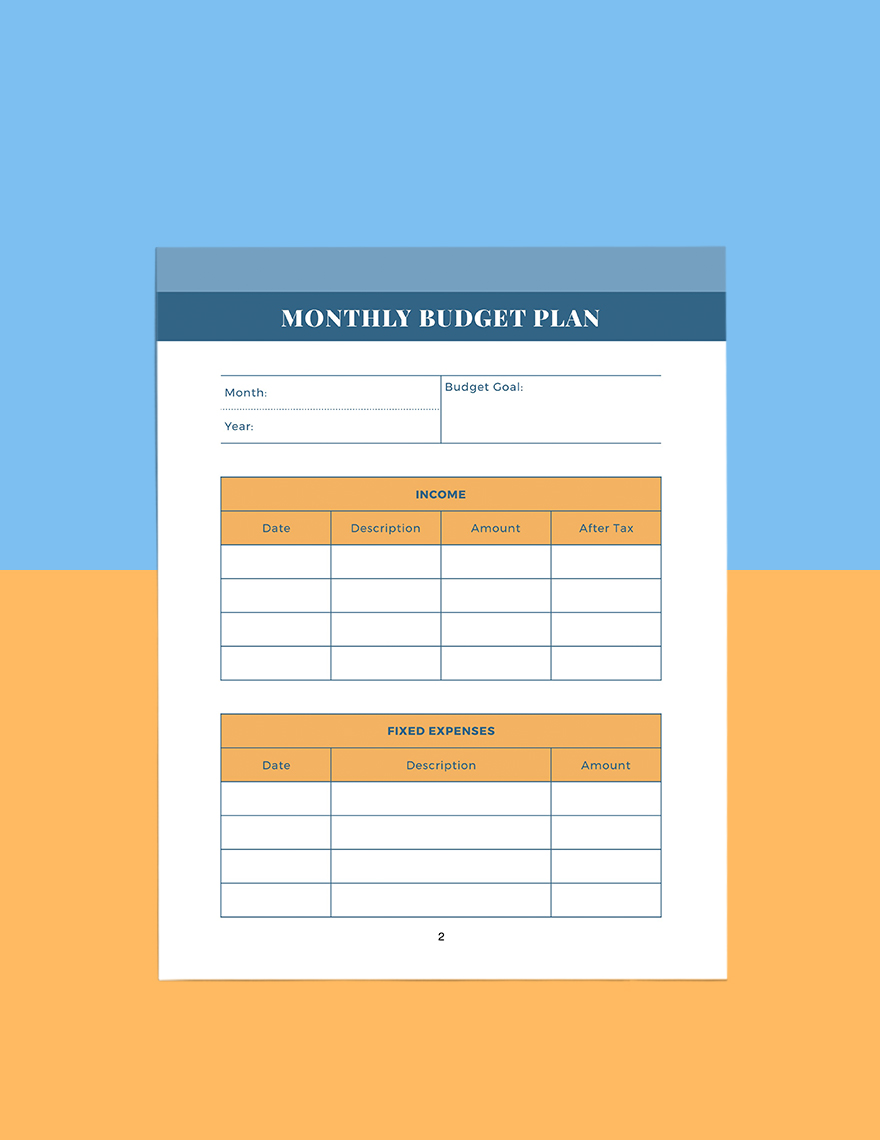 Sample Monthly Budget Planner Format