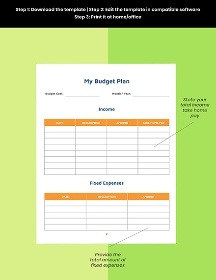 Blank Budget Planner Template Example