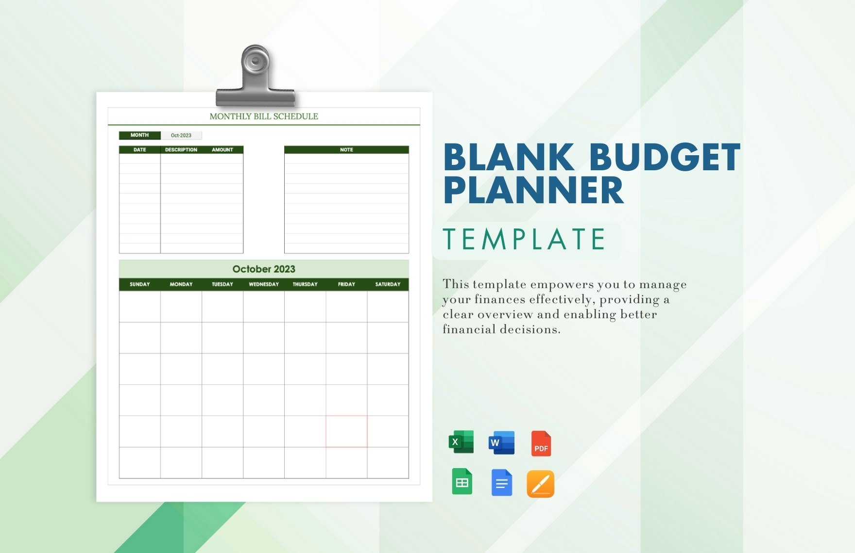 Free Blank Budget Planner Template in Word, Excel, PDF, Google Sheets, Apple Pages