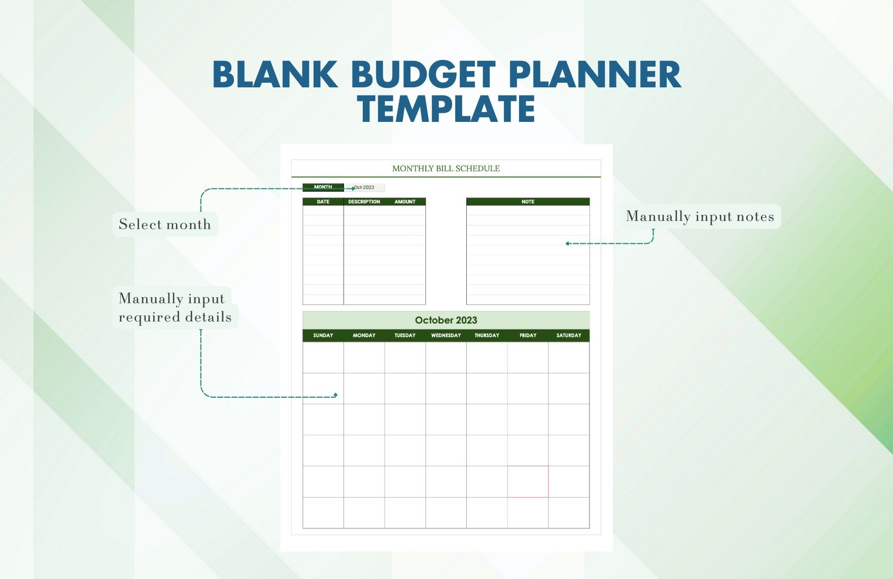 Blank Budget Planner Template