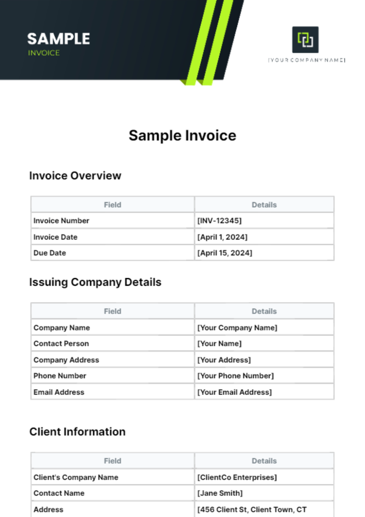 Sample Invoice Template