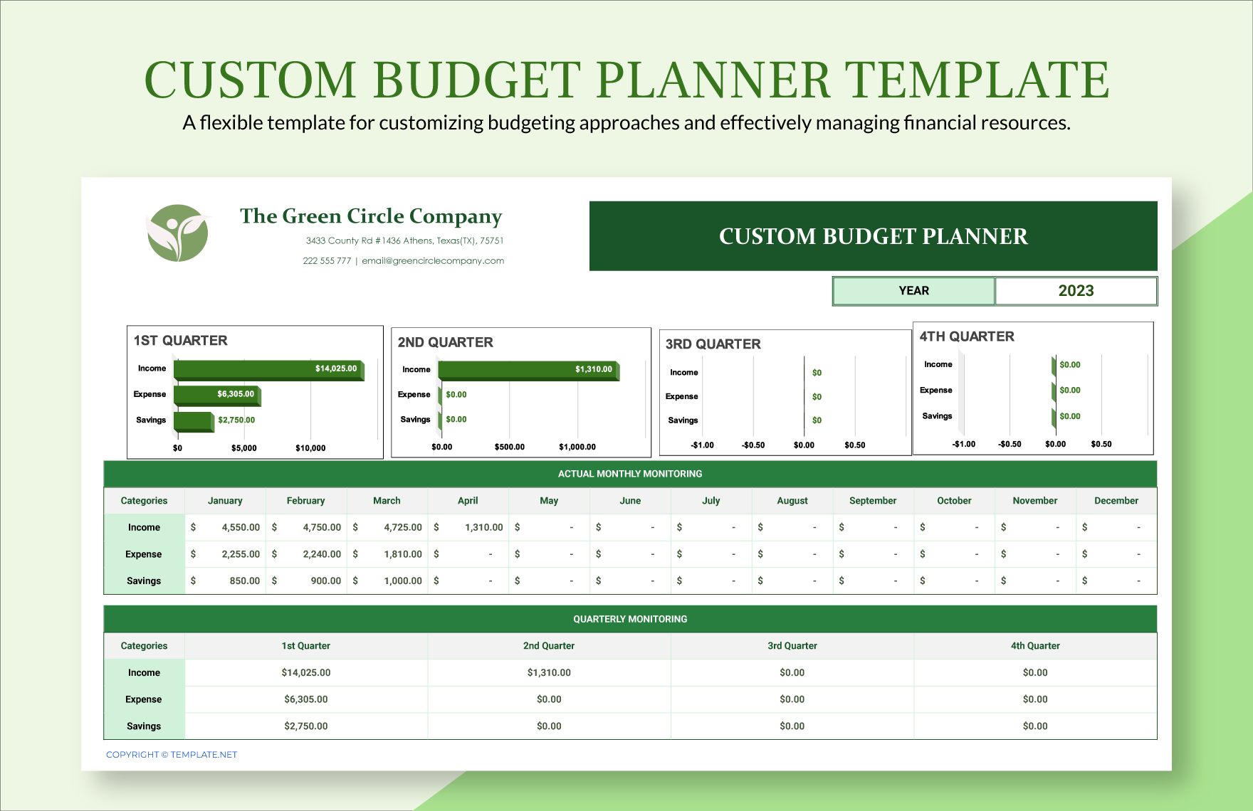 Custom Budget Planner Template