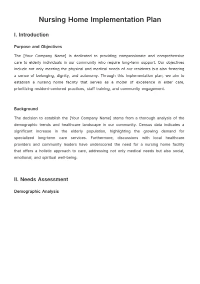 Free Nursing Home Implementation Plan Template to Edit Online