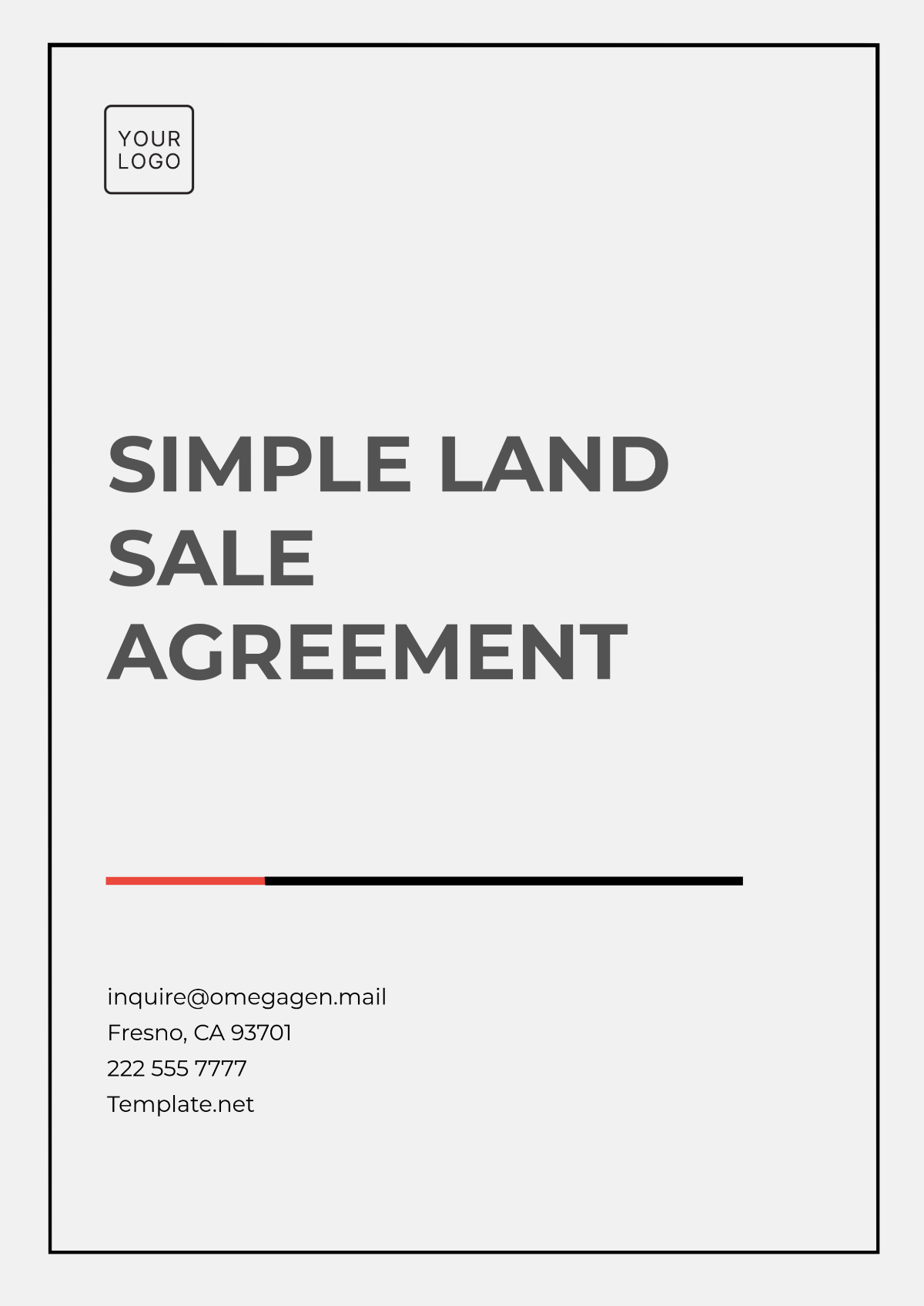 Simple Land Sale Agreement Template - Edit Online & Download