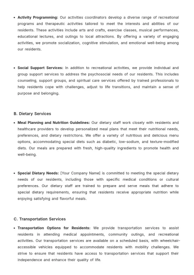 Free Nursing Home Operational Plan Template to Edit Online