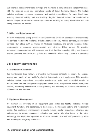 Free Nursing Home Operational Plan Template to Edit Online