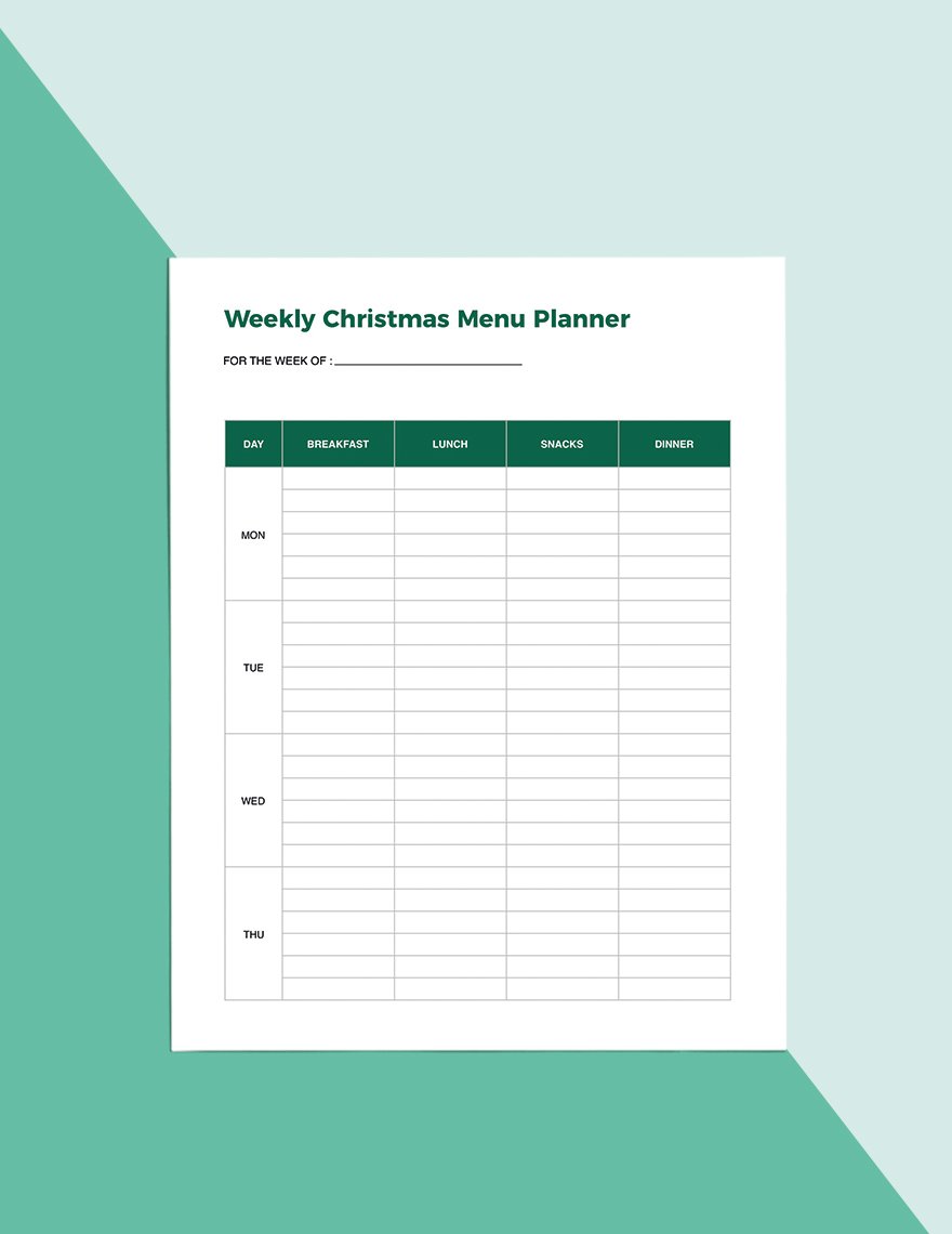 Christmas Menu Planner Template Download