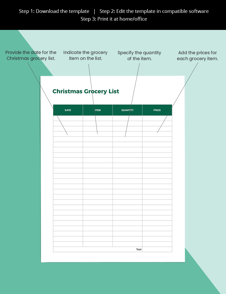 Christmas Menu Planner Template Printable