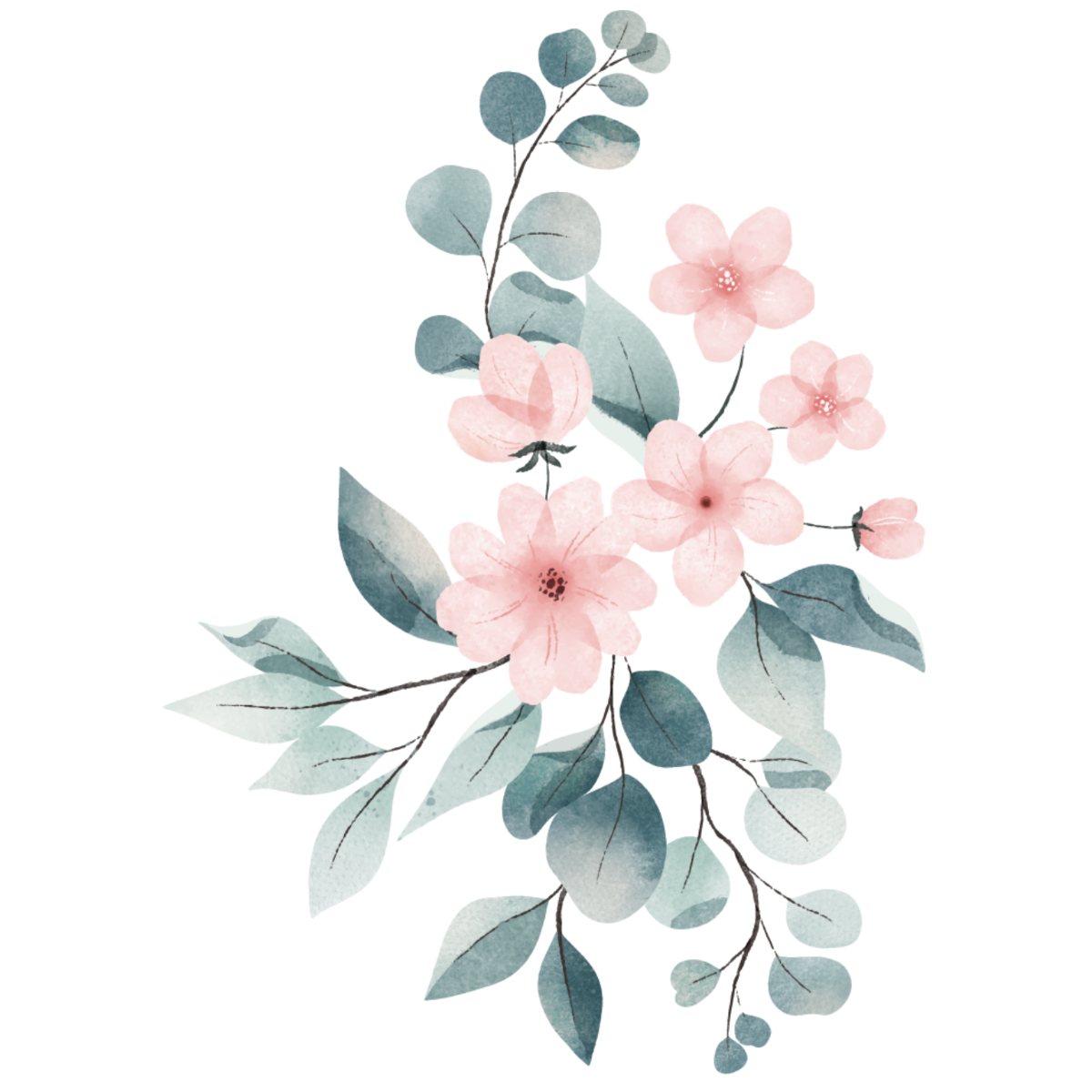 Free Pink and Blue Watercolor Flower