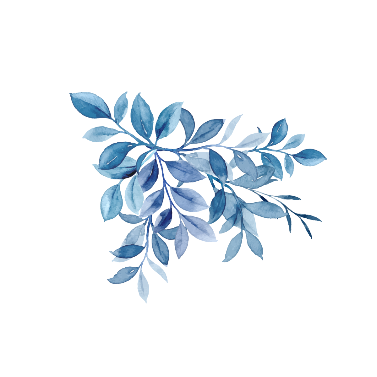Royal Blue Watercolor Leaf