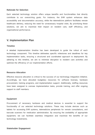 Free Nursing Home Technology Integration Plan Template to Edit Online