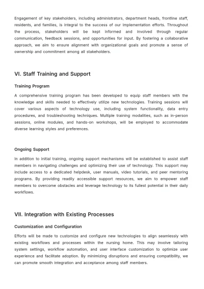 Free Nursing Home Technology Integration Plan Template to Edit Online