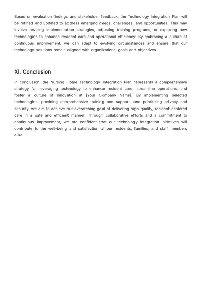 Free Nursing Home Technology Integration Plan Template to Edit Online