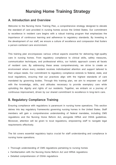 Free Nursing Home Training Strategy Template to Edit Online