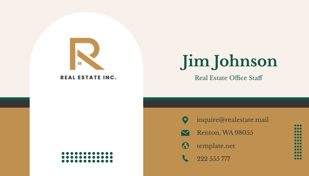 Free Real Estate Office Staff Business Card Template