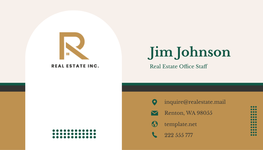 Real Estate Office Staff Business Card