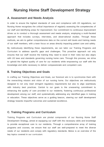 Free Nursing Home Staff Development Strategy Template to Edit Online