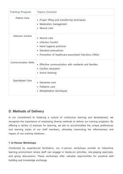 Free Nursing Home Staff Development Strategy Template to Edit Online