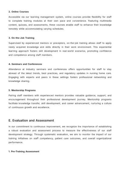 Free Nursing Home Staff Development Strategy Template to Edit Online