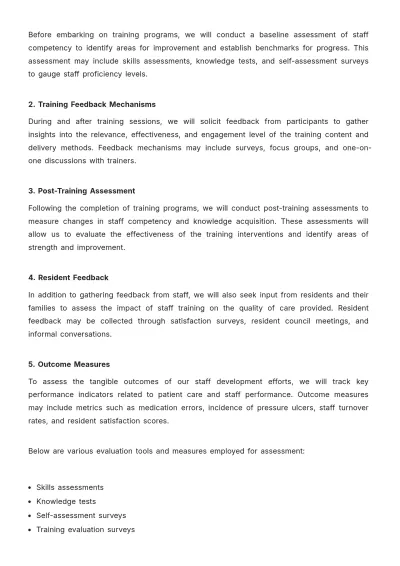 Free Nursing Home Staff Development Strategy Template to Edit Online