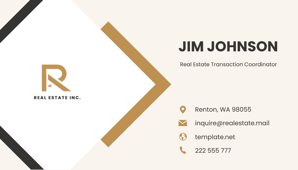 Real Estate Transaction Coordinator Business Card Template