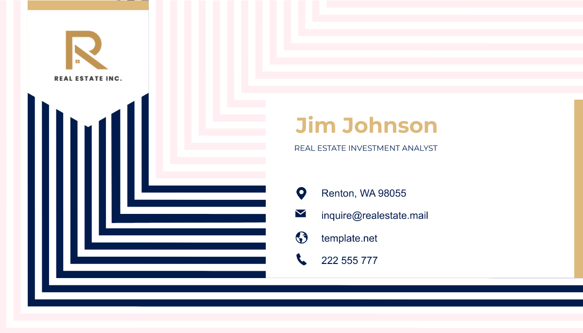 Real Estate Investment Analyst Business Card