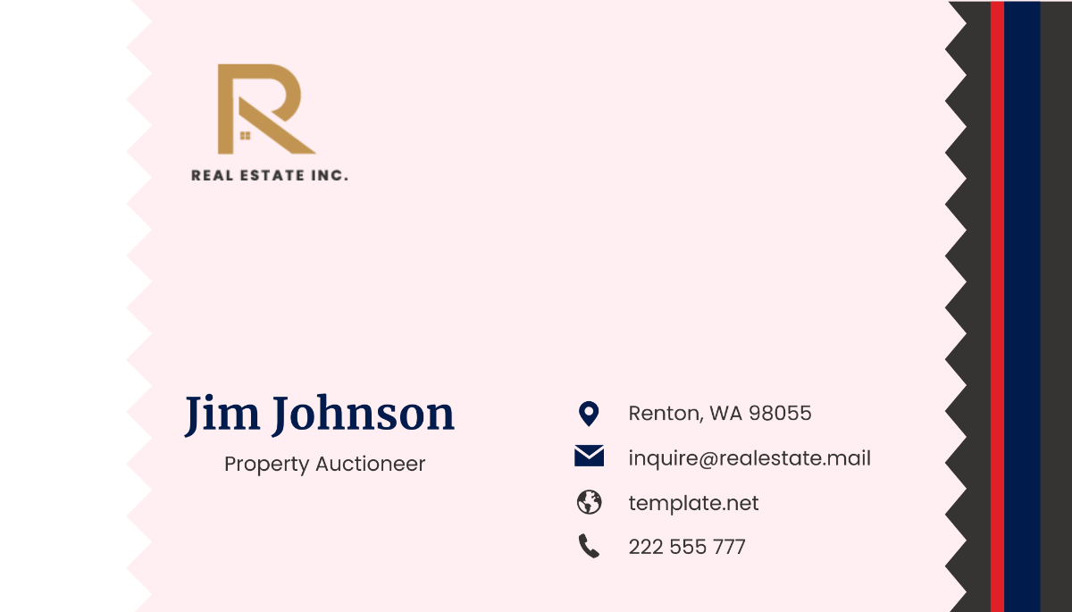 Free Property Auctioneer Business Card Template